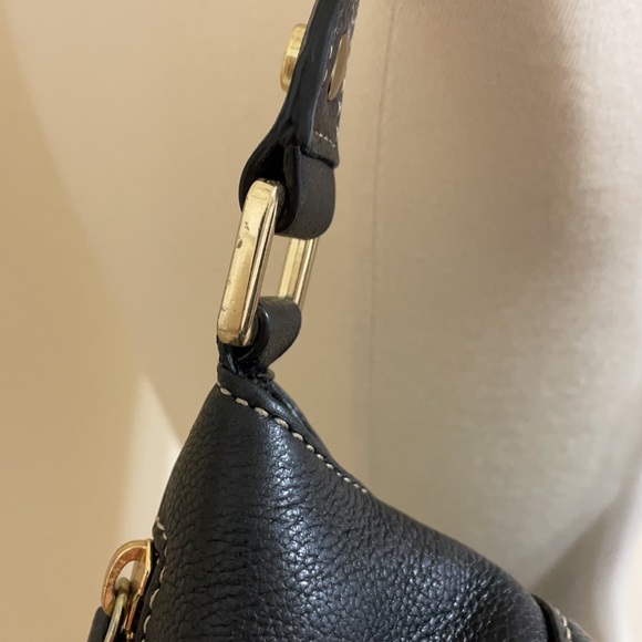 CALVIN KLEIN Black Leather Tassel Bag Light Pebble EUC - Picture 7 of 11